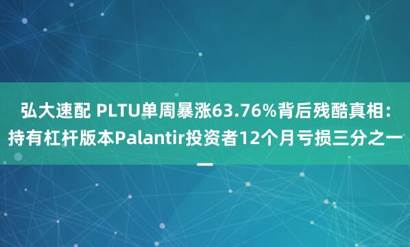 弘大速配 PLTU单周暴涨63.76%背后残酷真相：持有杠杆版本Palantir投资者12个月亏损三分之一