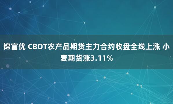 锦富优 CBOT农产品期货主力合约收盘全线上涨 小麦期货涨3.11%